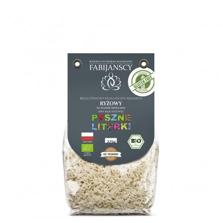 Makaron BEZGLUTENOWY ryż biały  BIO - pyszne literki 225 g